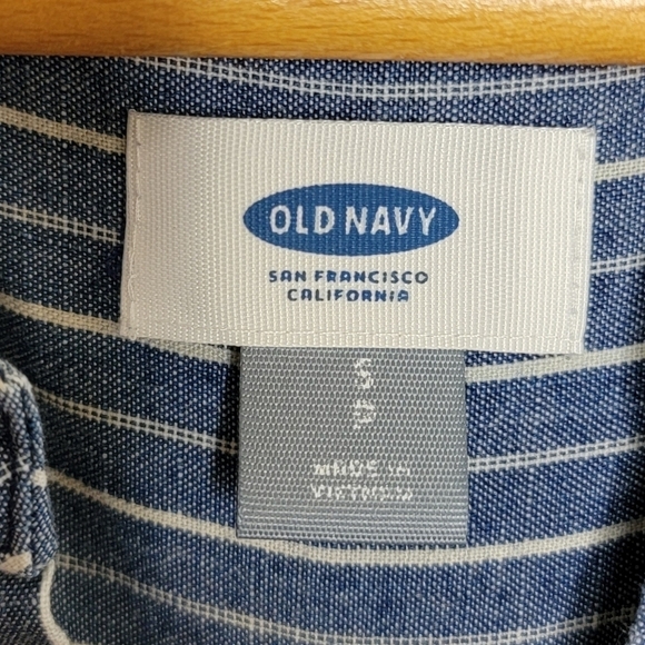 Old Navy | Chambray Blue Striped Button Front Sleeveless Dress Size Small - Picture 3 of 6